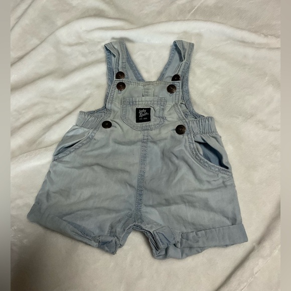 Light Blue OSHKOSH Shortalls - Vintage Baby Overalls SHORTS by Oshkosh B'gosh - Picture 1 of 6